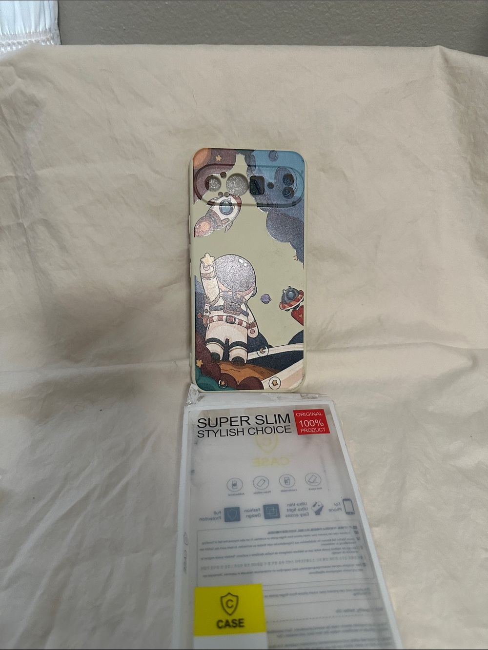 Astro Pattern Slim Phone Case - Beige/Blue Astronaunt for Google Pixel 9 NWT